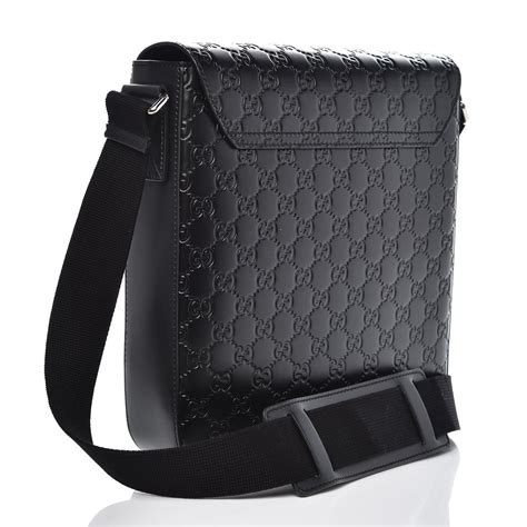 gucci guccissima black messenger|gucci messenger bag for men.